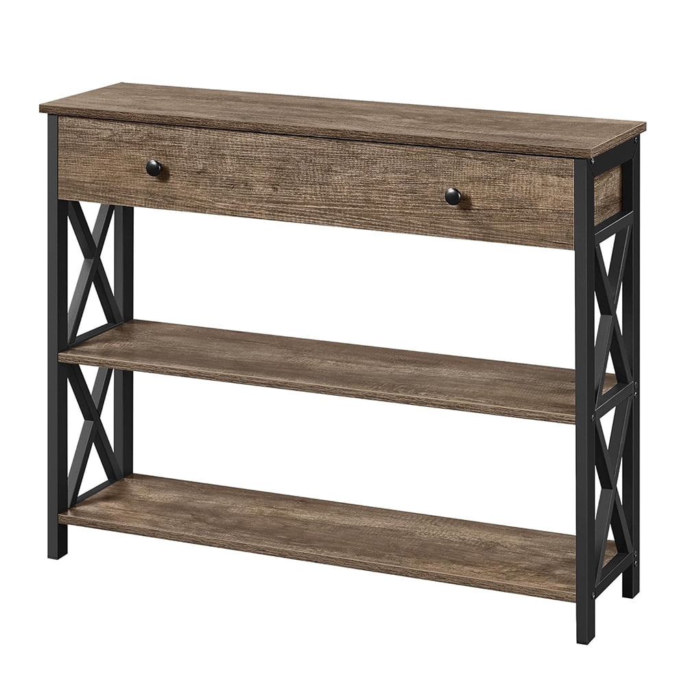 Wood Console Table with Drawer, Storage for Living Room, Industrial ...