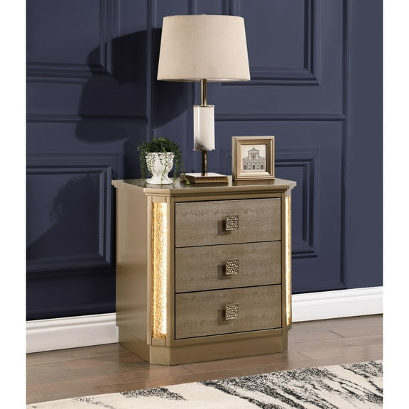Wood Construction - 3 Drawer LED Nightstand - Bedroom Setting - Modern Bedroom Decor