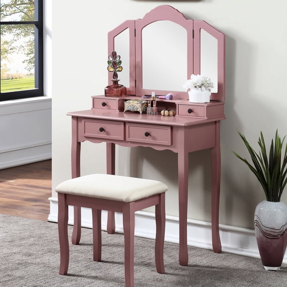 Wood Construction & Mirror / Bedroom Vanity for Hair and Makeup