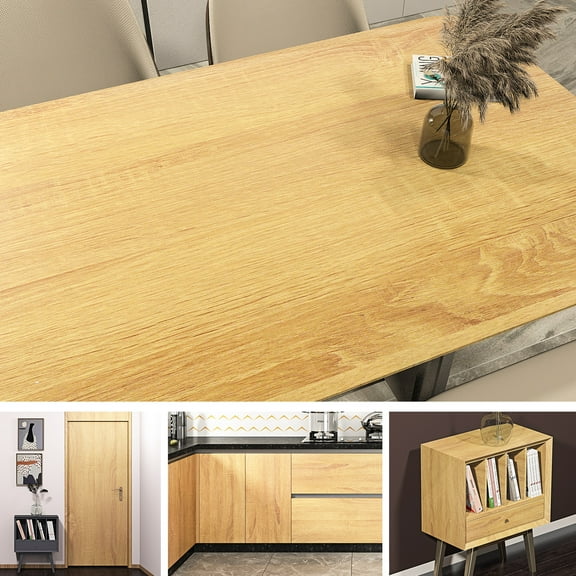 Wood Contact Paper for Cabinets Ababoorty 15.8"X197" Maple Wood Grain Wallpaper Light Wood Contact Paper Wood Vinyl Film Removable Wall Paper for Countertops Shelves Doors