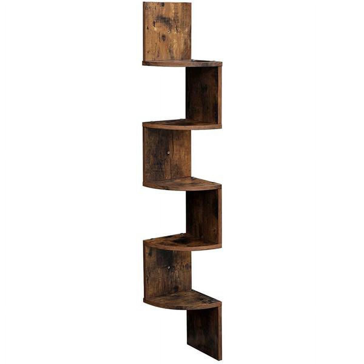 Wood Corner 5 Tiers Wall Shelf Zig Zag Wooden Shelves Wooden Mount Rack