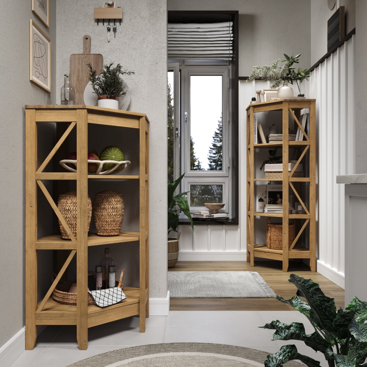 Wood Corner Bookcase 3 Shelf Corona | Furniture Dash