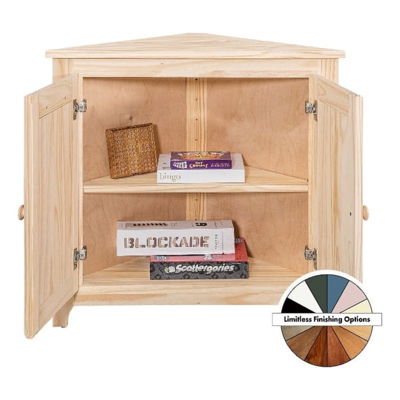 Wood Corner Cabinet in Natural - Built in the USA