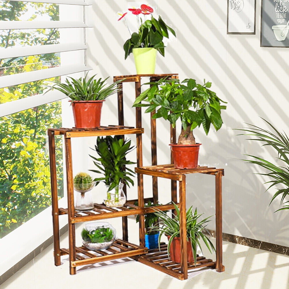 Wood Corner Shelf Flower Rack Plant Stand Ladder Pot Holder Indoor
