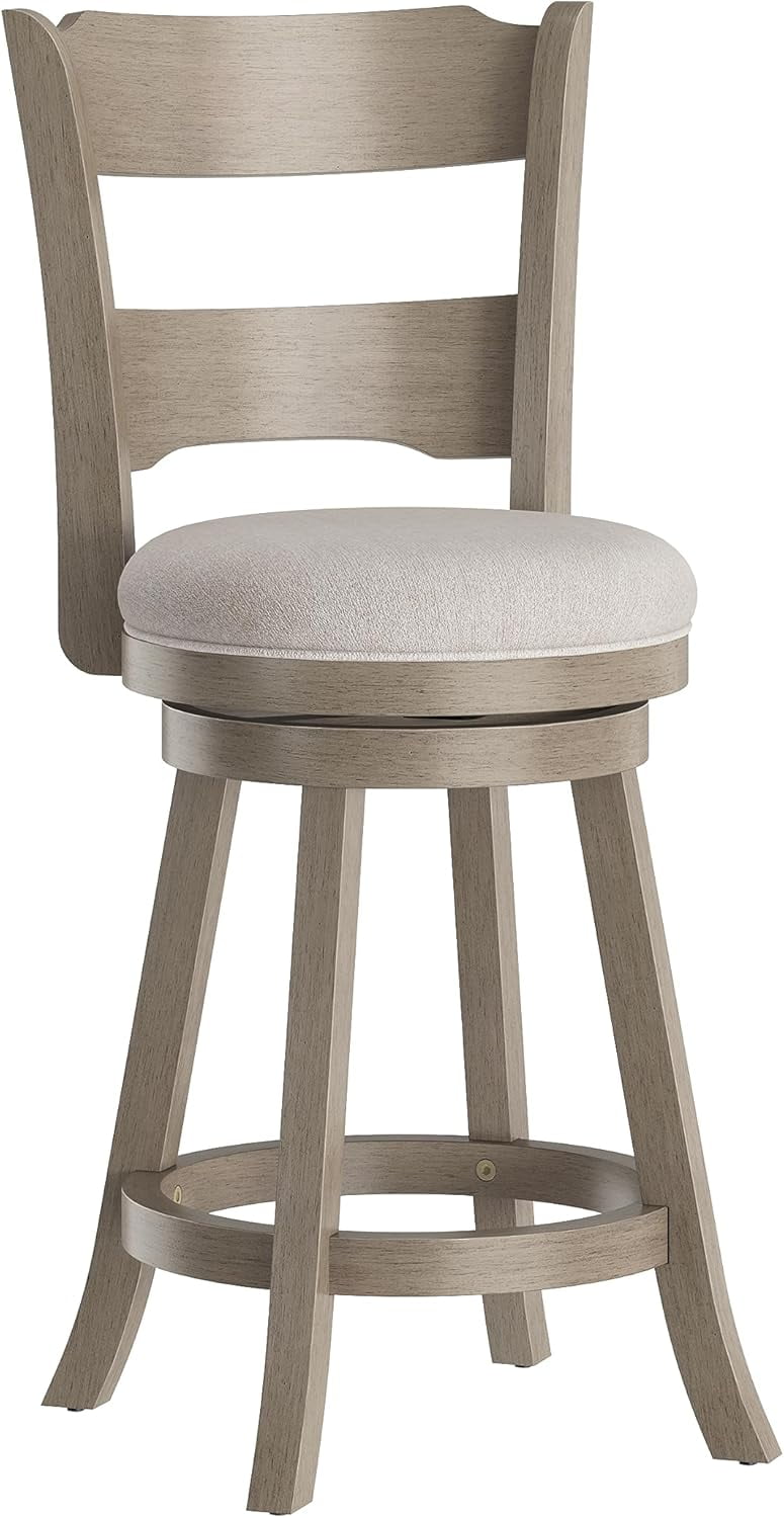 Wood Counter Height Swivel Stool, Aged Greige - Walmart.com