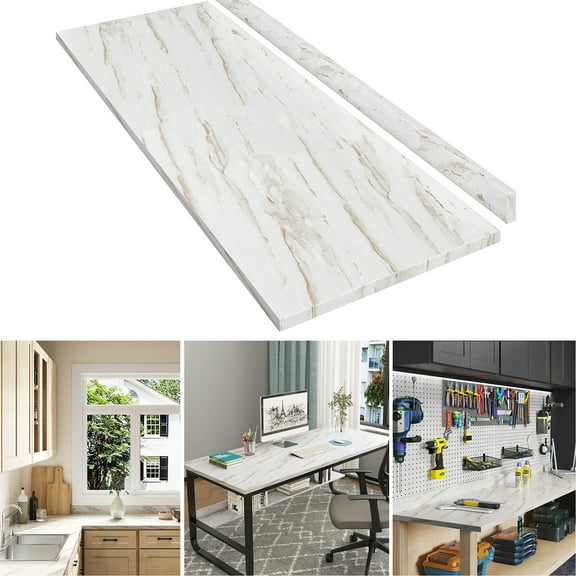 Wood Countertop For Kitchen Cabinet Installation - 72"l X 25.17"w 0.76"h, Drama Marble Dazzling Island Counter Splendid