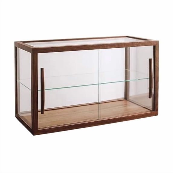 Wood Countertop Pastry Display Case with Glass Sliding Doors, Bamboo ...