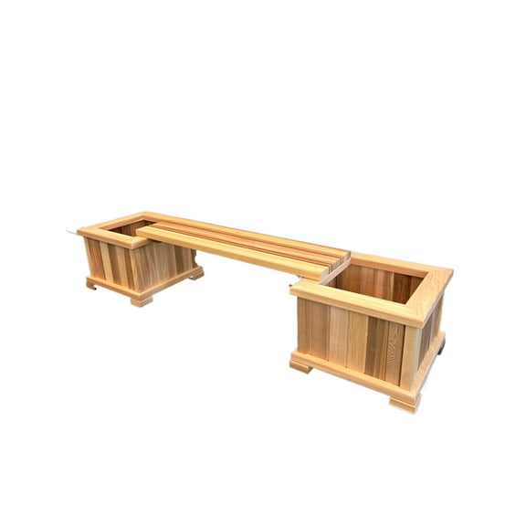 Wood Country Planter Box/Bench Set - Cedar Stained