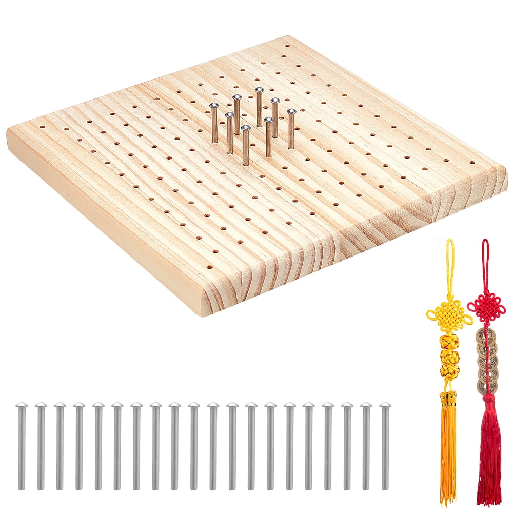 Wood Crochet Blocking Board Knitting Loom with Detachable Stainless Steel Nail for Making Cushions Scarves Hats Headbands Shawl BurlyWood