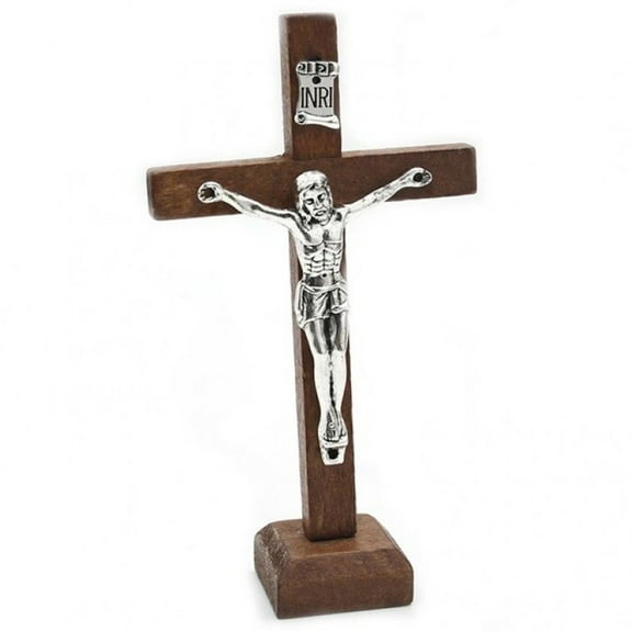 Wood Cross Crucifix Wall Cross Statue Figurine Baroque Crucifixion Catholic Jesus Desktop Ornament Christian Home Decoration