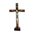 thumbnail image 1 of Wood Cross Crucifix jesus Statue Ornament for Shelf Decor Gifts Brown, 1 of 8