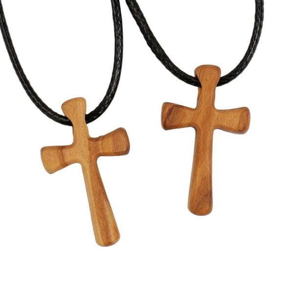 Wood Cross Necklace for Men and Women Small Wood Cross Pendant Necklace Small Wooden Cross for Car Mirror Religious Pendant Necklace Jewelry