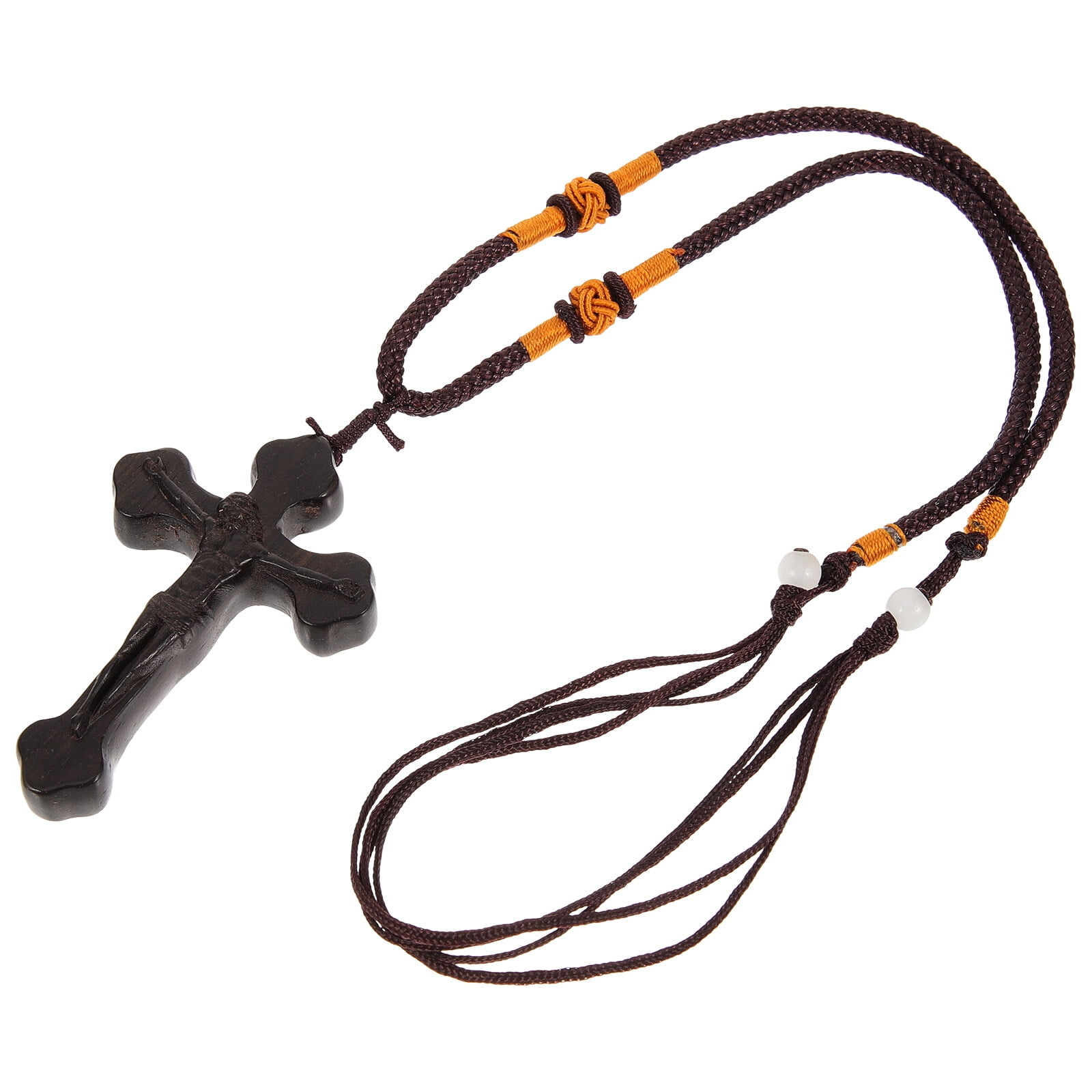 Carved wooden cheap cross necklace