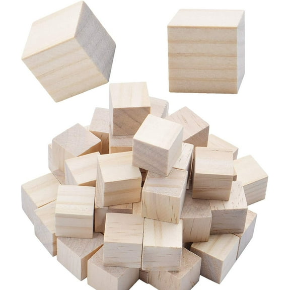 Wood Cubes,50pcs Square Blocks Unfinished Cubic Wooden for Math Counting Craft Childlike Game,2cmx2cmx2cm