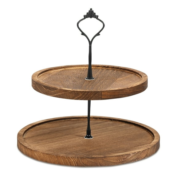 Wood Cupcake Stand 2 Tiers Wood Cupcake Holder Round Tiered Display Stand Detachable Cupcake Serving Tray Decorative Dessert Serving Stand Cookie Stand for Home Party Office