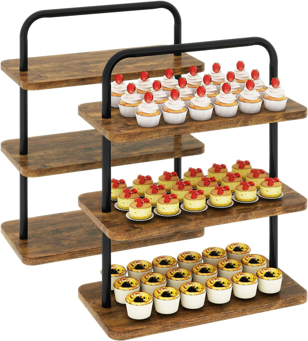 LARDUX Wooden Dessert Table Set - 4 Tier Cupcake Stand, 3 Tier Stand, Serving Trays | Party, Wedding, Baby Shower