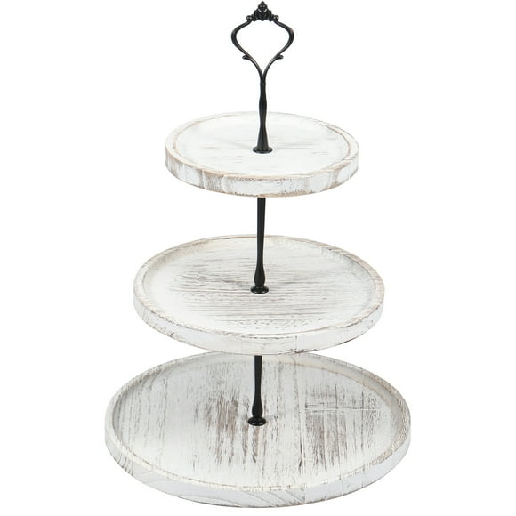 Wood Cupcake Stand 3 Tiers Smooth Wood Cupcake Holder for Kitchen Decor Stable Round Tiered Dessert Display Serving Tray for Tea Party Wedding Server