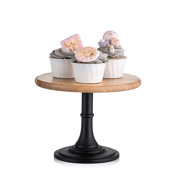 Wood Cupcake Stand Display: Wooden Cake Pedestal Stands Round Dessert Riser Cookie Serving Tray Vintage Pie Plate Holder Farmhouse Table Decor for Wedding Party Christmas 7.87 Inch/20cm