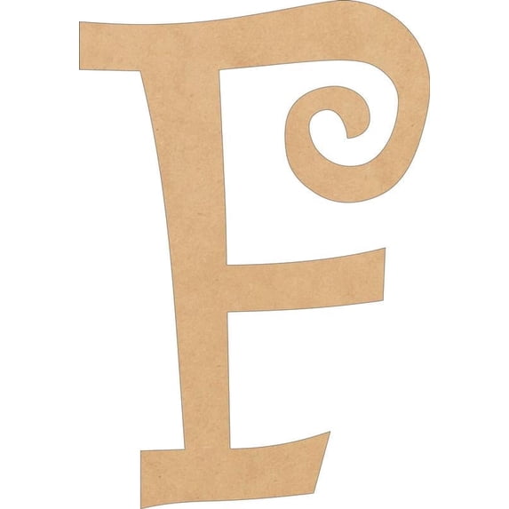 Wood Curlz Letters, Unfinished 2'' Tall Alphabet F, Wooden Craft Letter