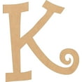 thumbnail image 1 of Wood Curlz Letters, Unfinished 20'' Tall Alphabet K, Wooden Craft Letter, 1 of 5