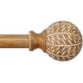 thumbnail image 1 of Wood Curtain Rods for Windows 28 to 48 Inch,1'' Diameter Drapery Rods with Imitation Wood Grain Leaf Pattern Finials,Boho Adjustable Heavy Duty Curtain Rods Set,18-60'',Color:Natural Wood, 1 of 9