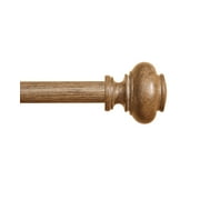 Wood Curtain Rods for Windows 48 to 84 Inch, 1 Inch Heavy Duty Curtain Rods with Imitation Wood Grain Finials, Boho Adjustable Drapery Rods, Farmhouse Rustic Single Window Curtains Rods