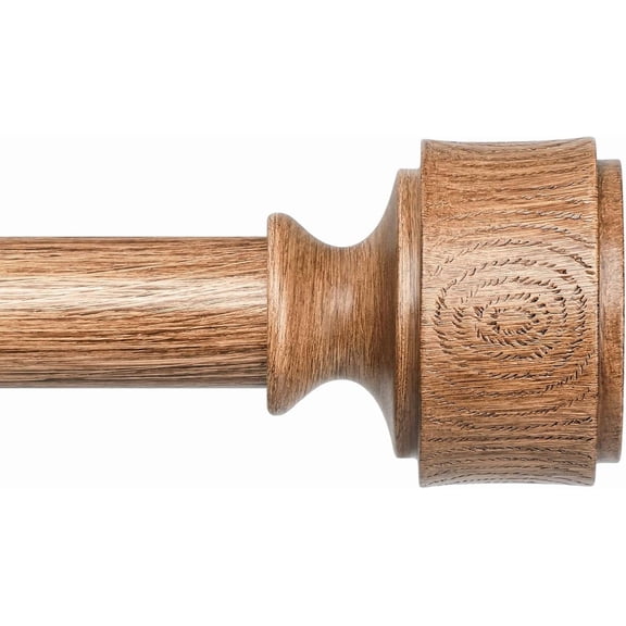 Wood Curtain Rods for Windows 48 to 84 Inch, Adjustable Decorative 1'' Heavy Duty Metal Rod with Modern Faux Grain Finials, Rustic Farmhouse Bedroom Boho Drapery Pole