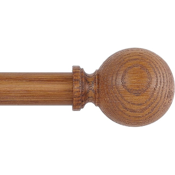 Wood Curtain Rods for Windows 66 to 120 Inch, 1 Inch Wood Grain Ball Adjustable Curtain Rods, Boho Heavy Duty, Farmhouse Rustic Single Window, Brown Drapery Rods Set