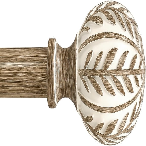 Wood Curtain Rods for Windows 66 to 120 inch,1" Adjustable Heavy Duty Window Curtain Rod with Imitation Wood Grain Finials,Rustic Drative Drapery Rods Set,Size:36-120'',Weathered Wood