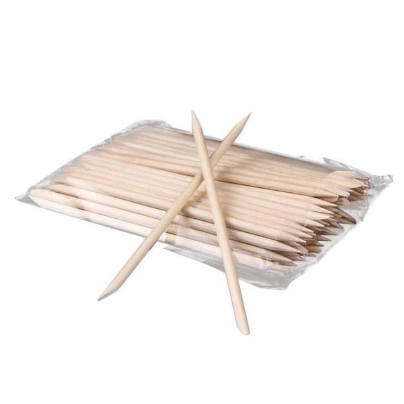 Wood Cuticle Pusher Stick Orange Manicure Art Tool Pedicure Remover Nail 100Pcs