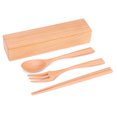 Wood Cutlery Set Portable Chopsticks Spoon Fork Kit with Storage Box