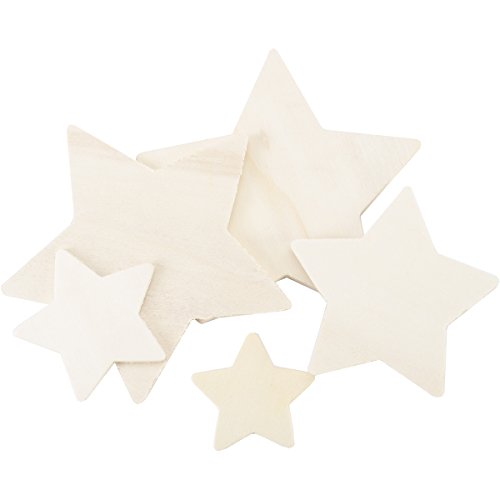 Wood Cutout Stars Ast Sizes 75Grms