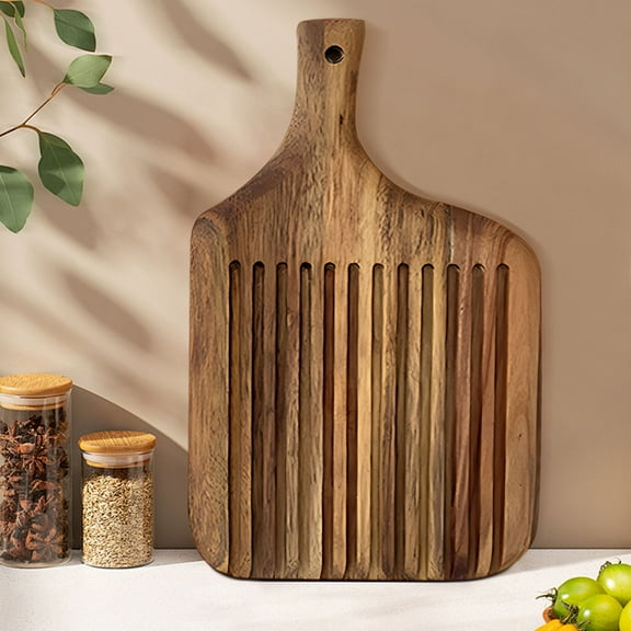 Wood Cutting Board under $5! CQCYD Wood Cutting Board, Solid Wood Chopping Board with Handle, Kitchen Cutting Board for Vegetables, Fruit, Meat, Serving Tray, Hanging Storage, Butcher Block
