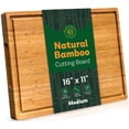 thumbnail image 1 of Large Bamboo Cutting Board – Wooden Butcher Block Chopping Board with Side Handles, Cutting Board for Kitchen Meal Prep ( 16" x 11" x 1"), 1 of 9