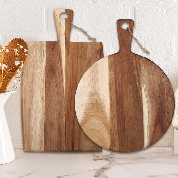 Wood Cutting Board with Handle Wooden Charcuterie Board Large Paddle Carving Chopping Set Butter Serving Tray for Cheese Meat Fruit Pizza Bread Baking(Classic Handle)
