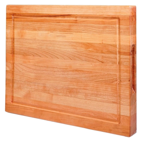 Wood Cutting Board for Kitchen, USA Grown Hardwood, 16 x 12, Solid Cherry Wood with Invisible Inner Handle, Prefinished with Food-Grade Oil, Suitable for Kitchen Edge Grain, 1" Thick 16"L x 12"W