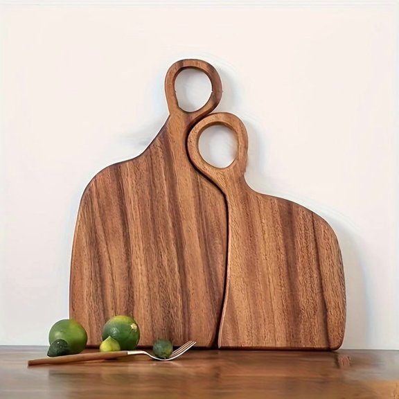 Wood Cutting Board Set with Walnut Wood Handles, 2 Piece Chopping Board for Kitchen Prep