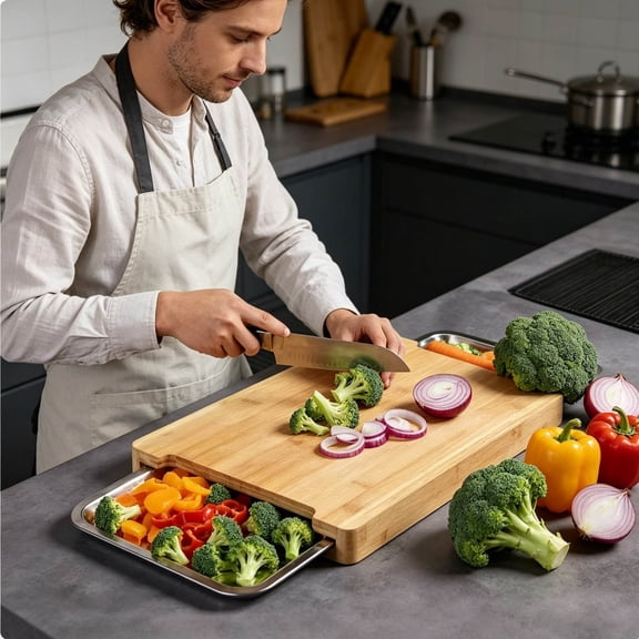 Wood Cutting Board Small Charcuterie Board, Wooden Chopping Board for Kitchen Meat Cheese Bread, Teak Serving Tray Platter Butcher Block for Outdoor RV