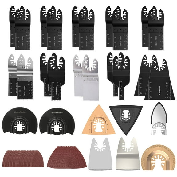 Wood Cutting Oscillating Saw Blades Kit, Oscillating Multi Tool Accessories Kit, Wood Metal Oscillating Saw Blades, Mix Multitool Blades Set for Cutting, Sanding, Grinding