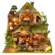 Wood DIY Miniature House Kit Built in LED Light Stress Relief DIY Dollhouse Miniature Kit Add Fun Mini House Building Set for Adult