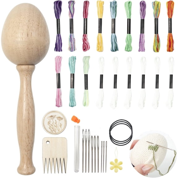 Wood Darning Egg, Socks Repair Needle Thread, Sewing Tool, Adult Handicraft, Home Mending Kit, Gloves Needle, Wood Egg