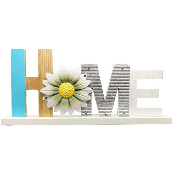 Wood Dasiy Home Table Stand Sign Wood Kitchen Table Decor, Rustic Wooden Block Letters Home Sign Primitive Farmhouse Decoration