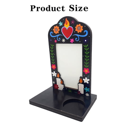 Wood Day of the Dead Photo Frame Display Stand Tabletop Picture Holder with Base Freestanding Decorative Altar Style