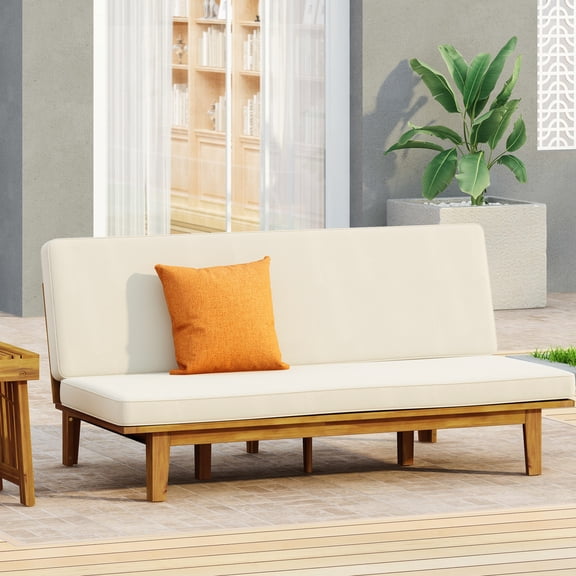 Wood Daybed Featuring Water- Cushions And Slat Paneling, Foldable Design, 76.03” X 40.11” 13.08 Convertible With Beautiful 76.03" W 40.11" D 13.08" H