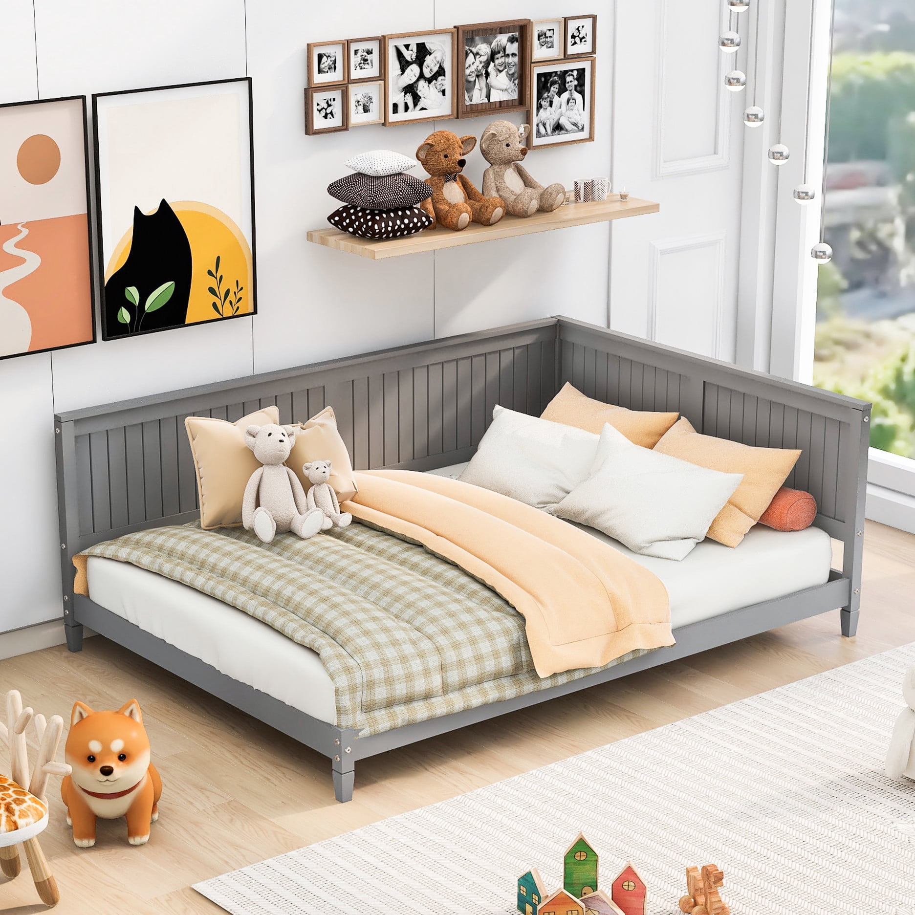 Wood Daybed/ In Gray Full Size - Timeless Mid-century Design With Cozy ...
