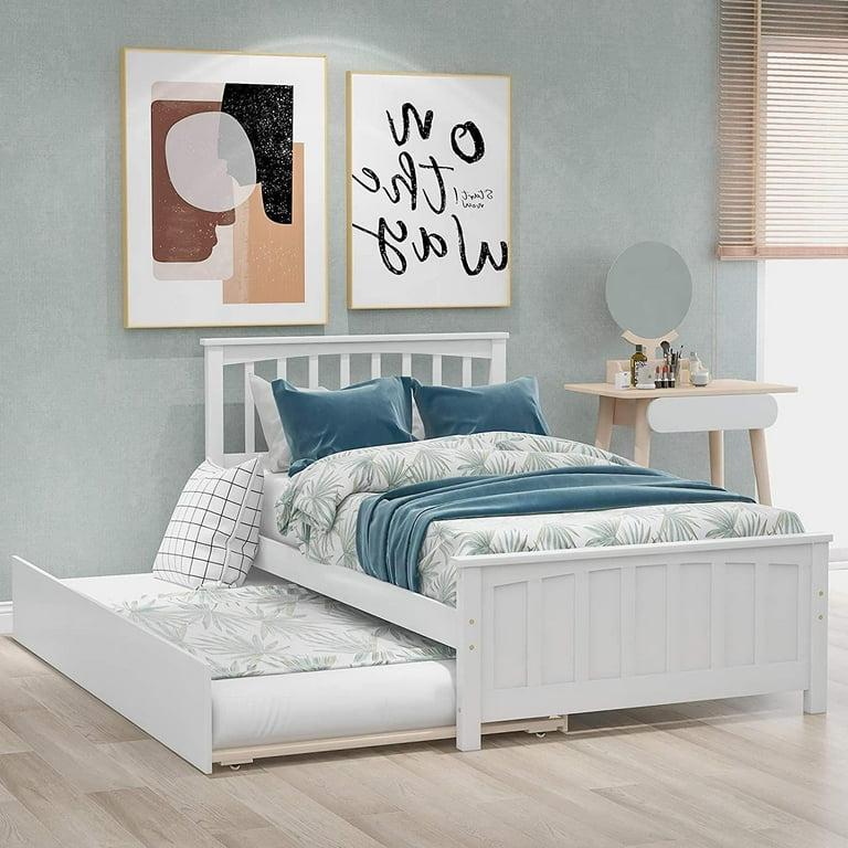 Wood Daybed with a Trundle Daybed Twin Size Standard Twin Bed Frame No Box Spring Required White Daybed with Trundle