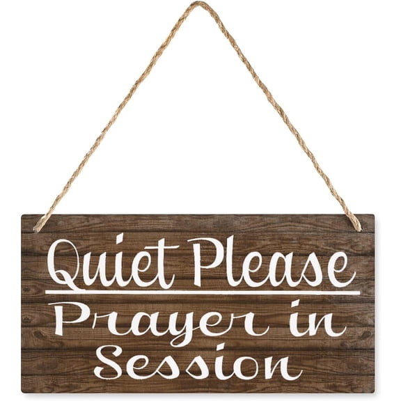 Wood Decor Sign Quiet Please Prayer In Session Please Do Nit Disturb Wood Sign Retro Wooden Public Decorative Hanging Sign For Home Door Fence Vintage Wall Plaques Decoration 12X6In