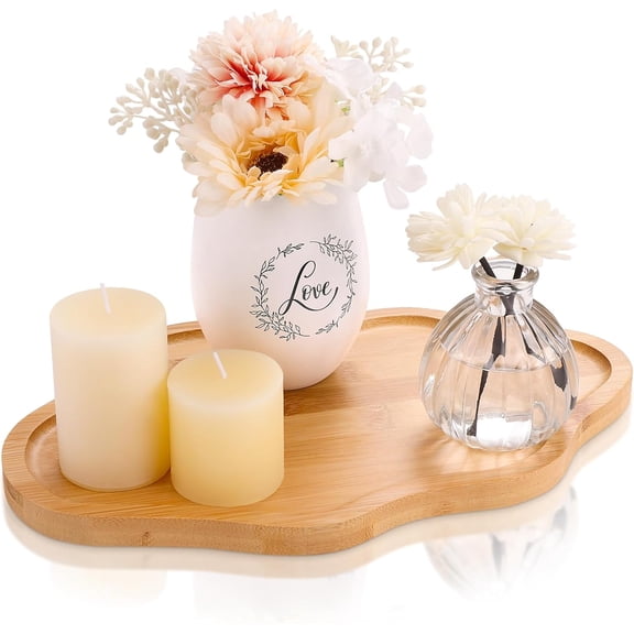 Wood Decorative Serving Tray for Candles Perfume, Cloud Jewelry Tray Trinket Dish, Wooden Trays for Coffee Table Home Decor