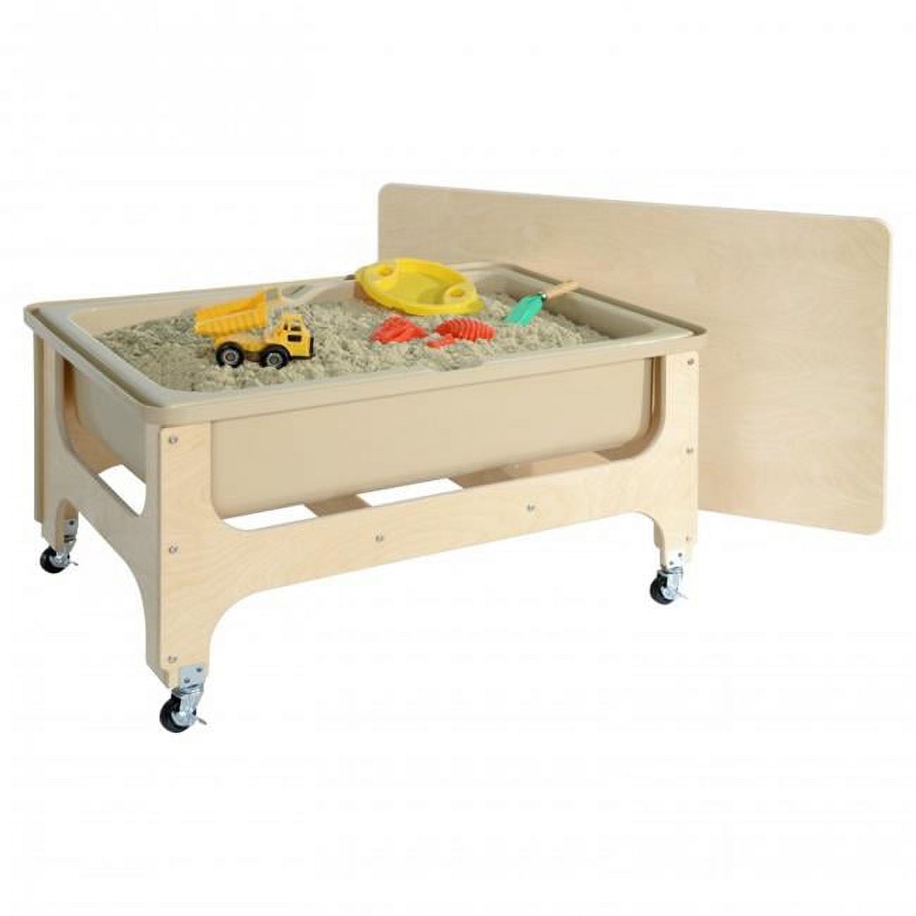 Wood Design Multipurpose Sand & Water Sensory Center with Clear 9" D Tub & Lid, Constructed from 100% Plywood, Activity Table for Kids, Classroom