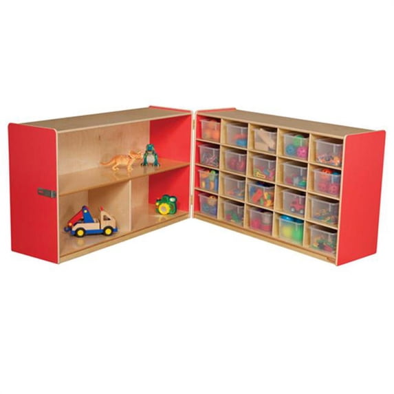 Wood Designs 14631R Strawberry Red Half & Half Storage With 20 Translucent Trays
